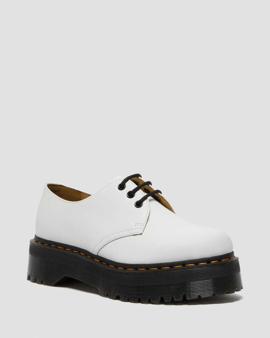 Dr. Martens 1461 Smooth Lær Platform Sko Herre Hvite [2034QWXPB]